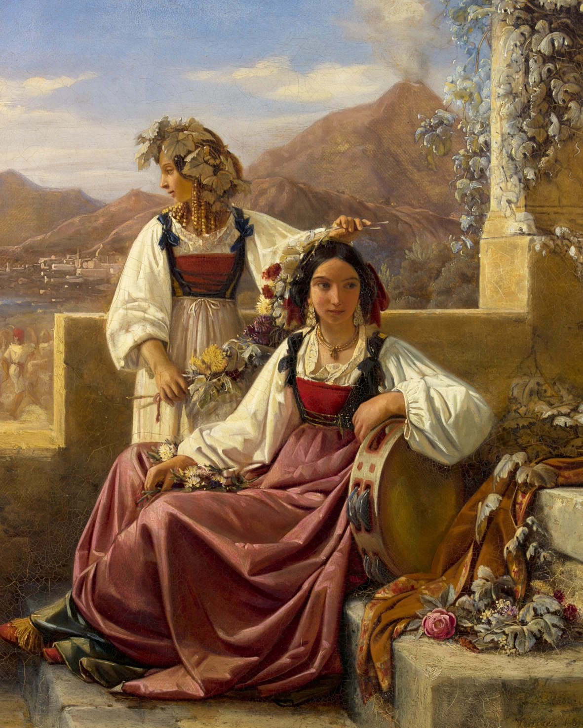 Due giovani napoletane in abito elegante per una festa, 1833